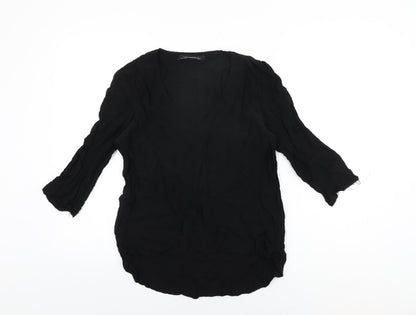 Womens UK Size S Zara Black Basic T-Shirt