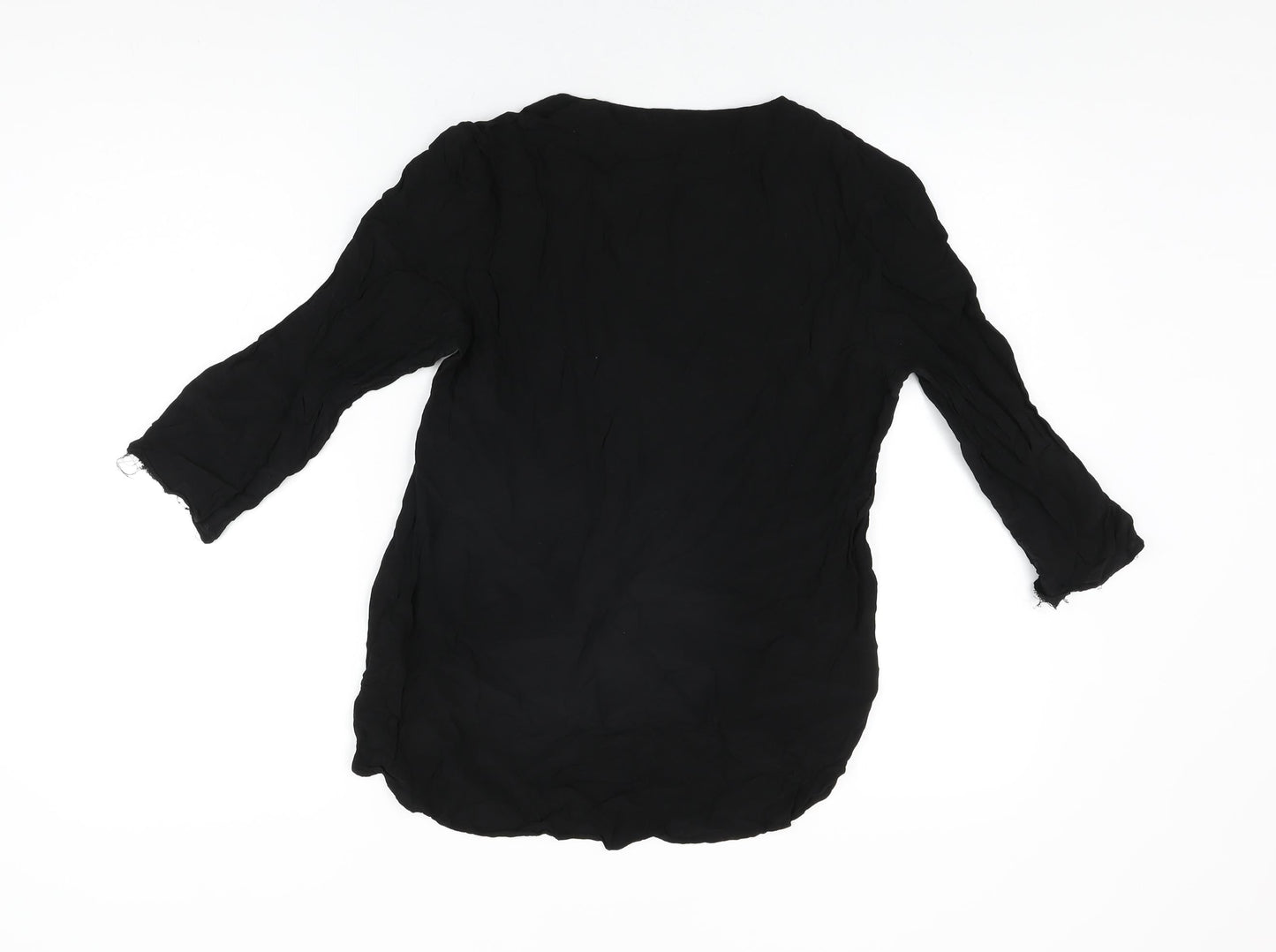 Womens UK Size S Zara Black Basic T-Shirt