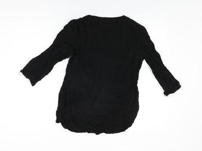 Womens UK Size S Zara Black Basic T-Shirt