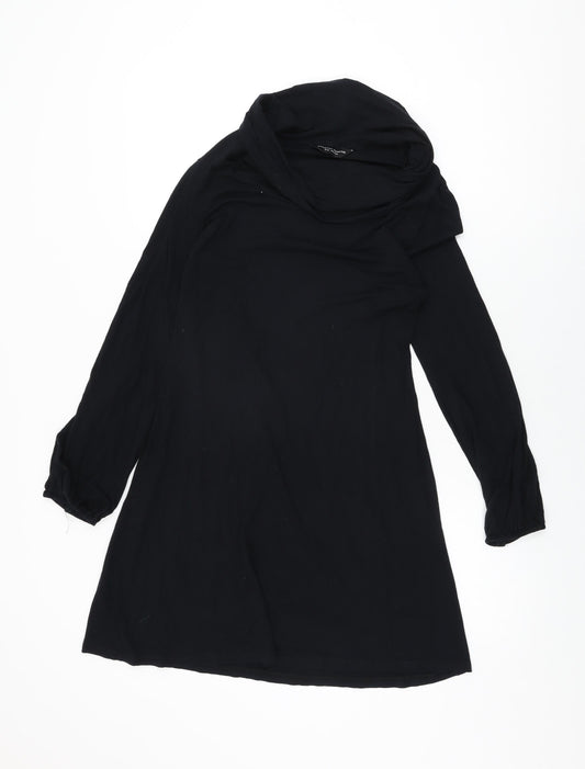 Dorothy Perkins Womens Black Viscose Shift Size 10 Round Neck Pullover