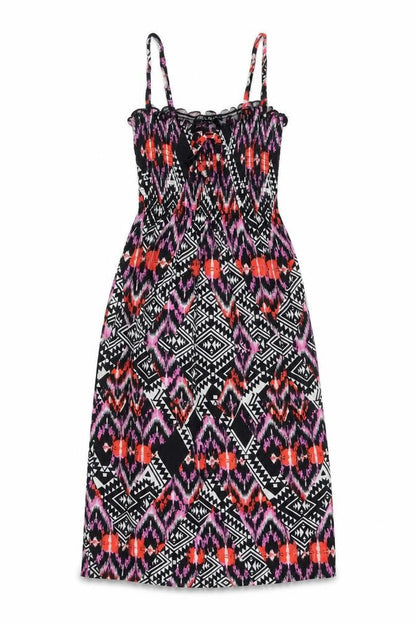 Select Womens Multicoloured Geometric Viscose Shift Size 12 Square Neck Pullover