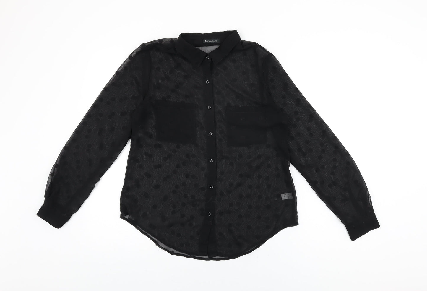 Womens UK Size S American Apparel Black Basic Button-Up