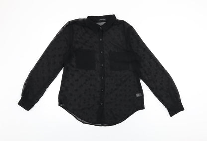 Womens UK Size S American Apparel Black Basic Button-Up