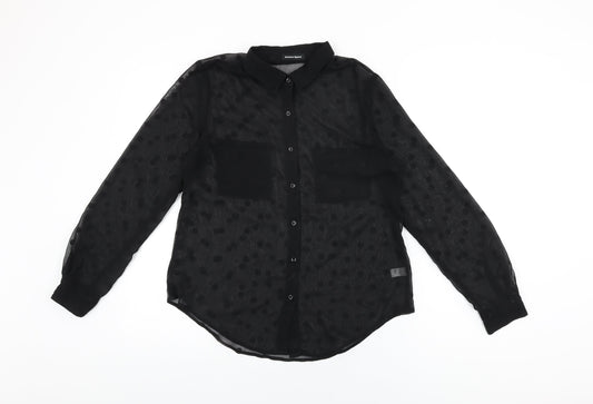 Womens UK Size S American Apparel Black Basic Button-Up