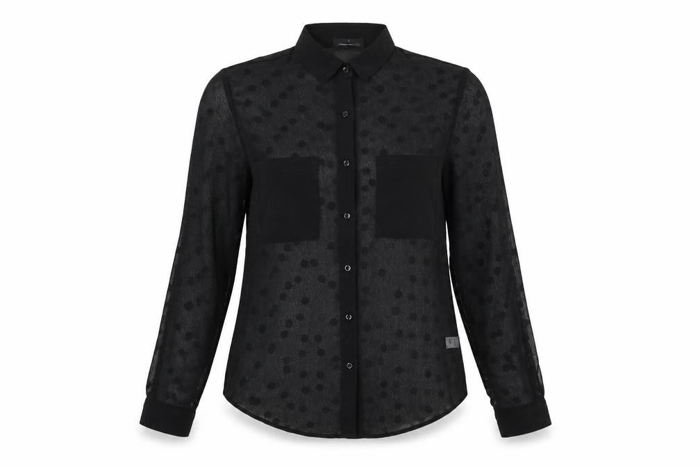 Womens UK Size S American Apparel Black Basic Button-Up