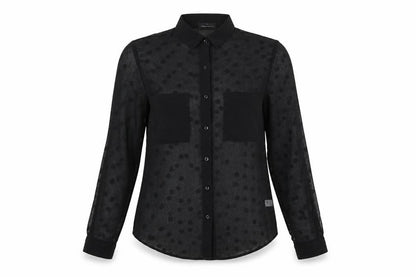 Womens UK Size S American Apparel Black Basic Button-Up