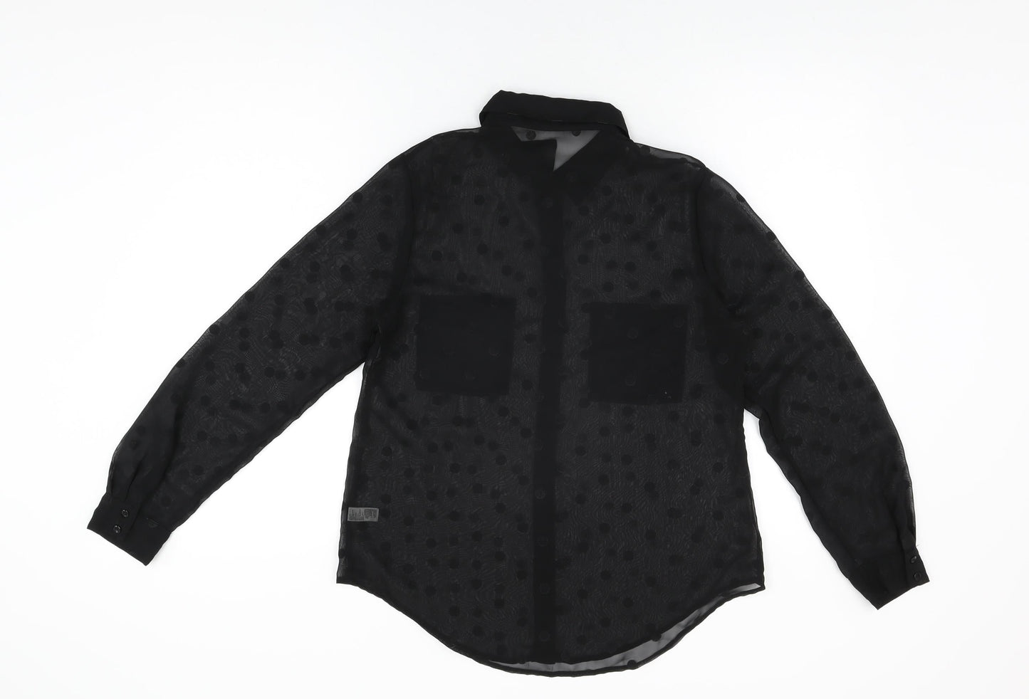 Womens UK Size S American Apparel Black Basic Button-Up