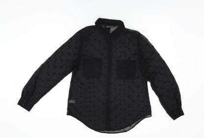 Womens UK Size S American Apparel Black Basic Button-Up