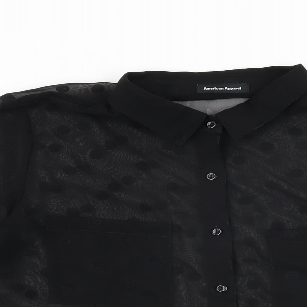 Womens UK Size S American Apparel Black Basic Button-Up