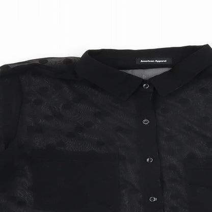 Womens UK Size S American Apparel Black Basic Button-Up