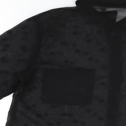 Womens UK Size S American Apparel Black Basic Button-Up