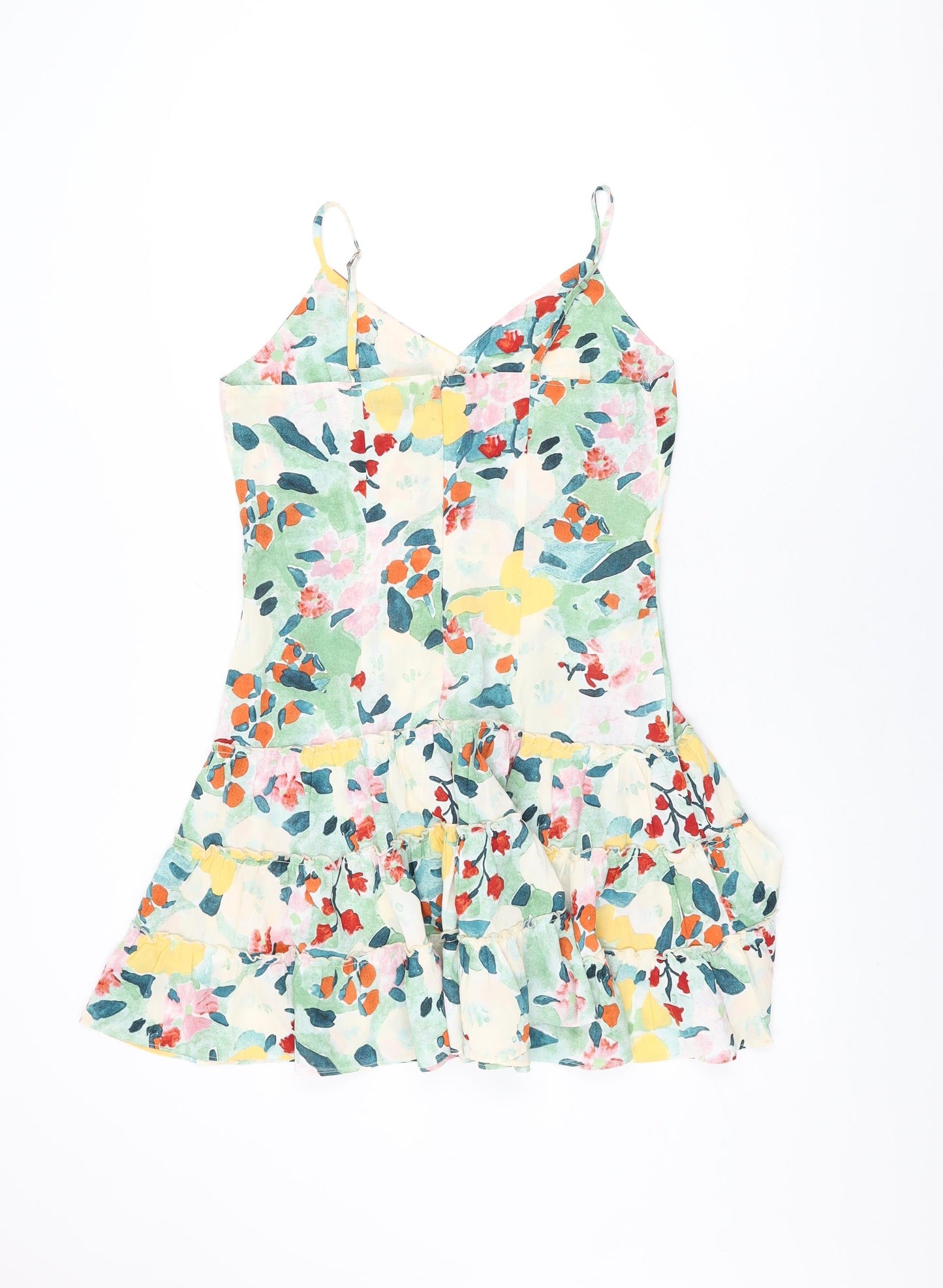 QED London Womens Multicoloured Floral Polyester Shift Size 10 V-Neck Zip