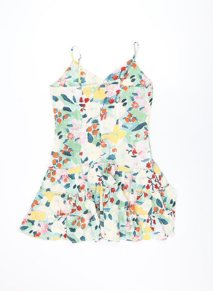 QED London Womens Multicoloured Floral Polyester Shift Size 10 V-Neck Zip