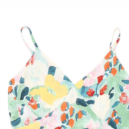 QED London Womens Multicoloured Floral Polyester Shift Size 10 V-Neck Zip