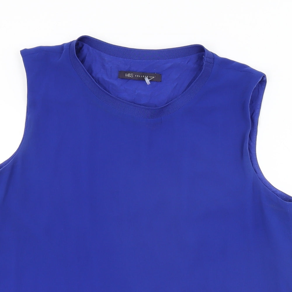 Womens UK Size 12 Marks and Spencer Blue Basic Blouse