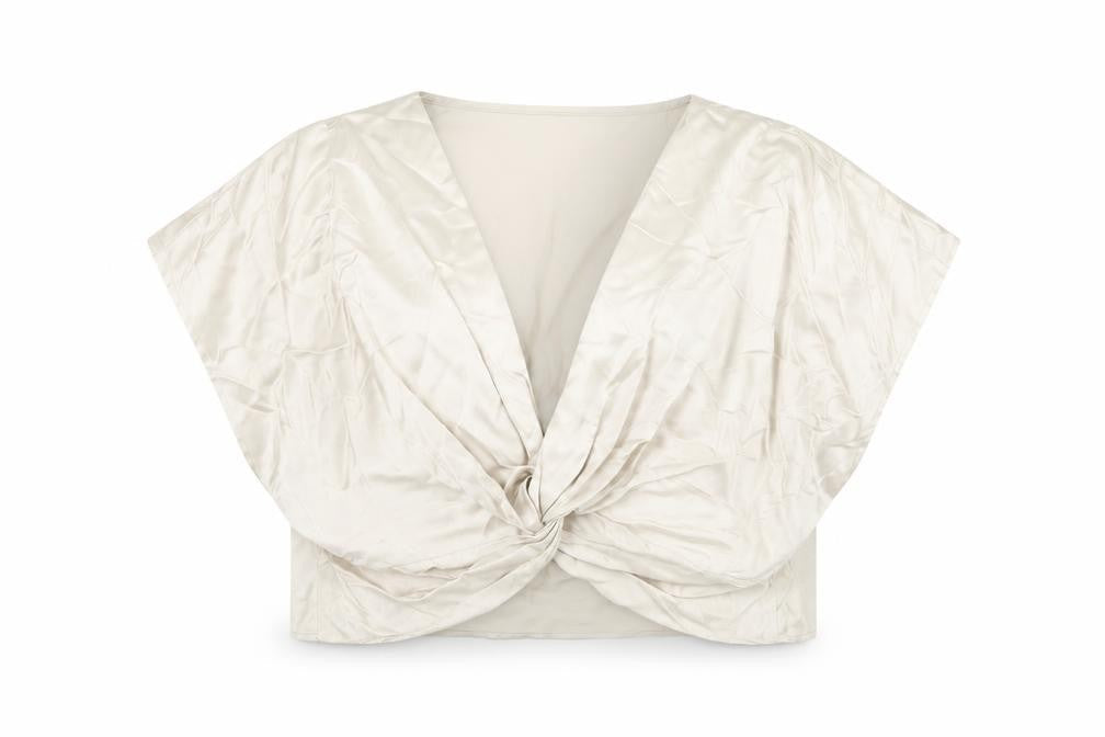 Womens UK Size L Zara Beige Cropped Blouse