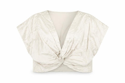 Womens UK Size L Zara Beige Cropped Blouse
