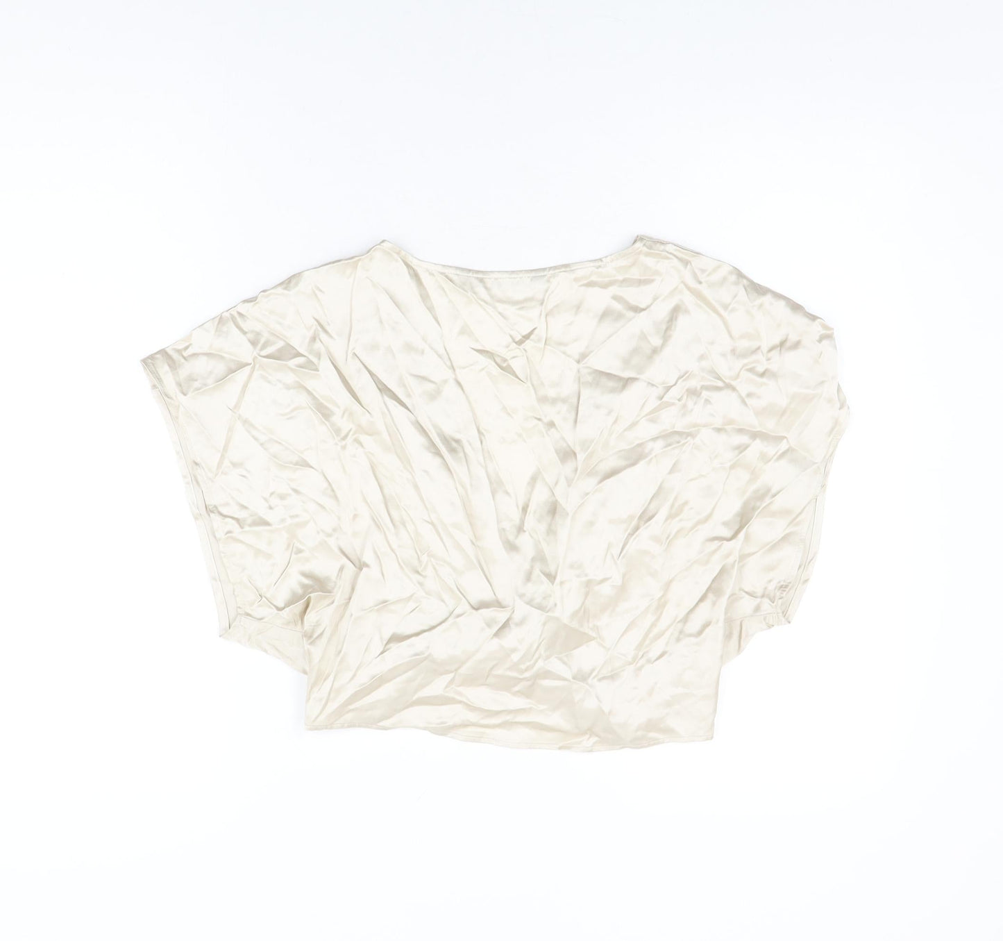 Womens UK Size L Zara Beige Cropped Blouse