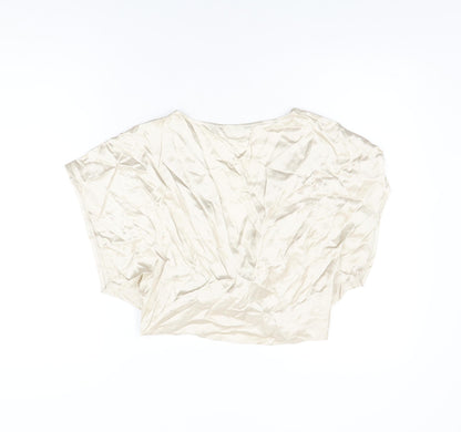 Womens UK Size L Zara Beige Cropped Blouse
