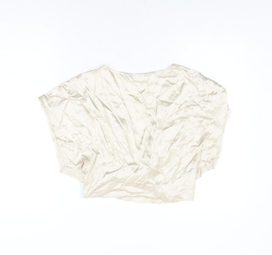 Womens UK Size L Zara Beige Cropped Blouse