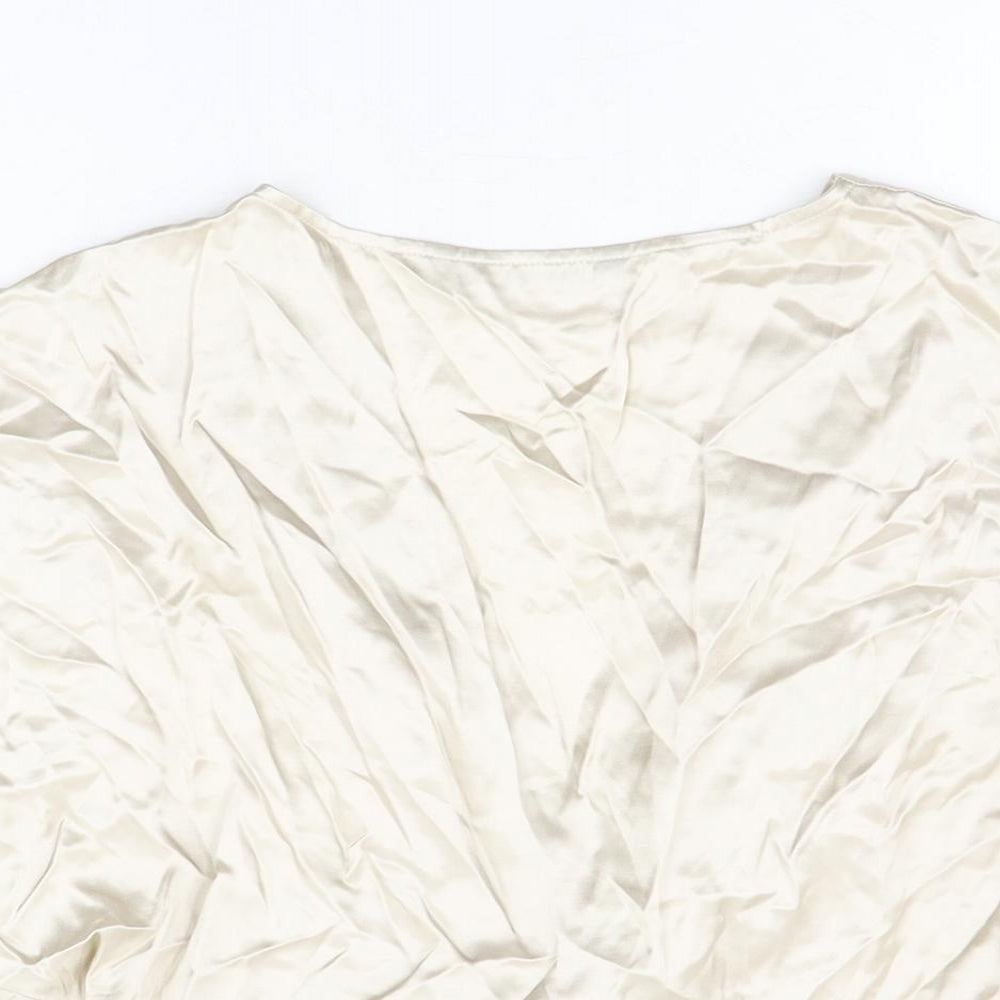 Womens UK Size L Zara Beige Cropped Blouse
