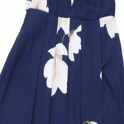 Showpo Womens Blue Floral Polyester Maxi Size 8 Halter Tie