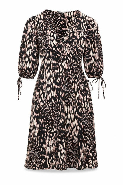 Principles Womens Black Geometric Viscose Wrap Dress Size 12 V-Neck Pullover