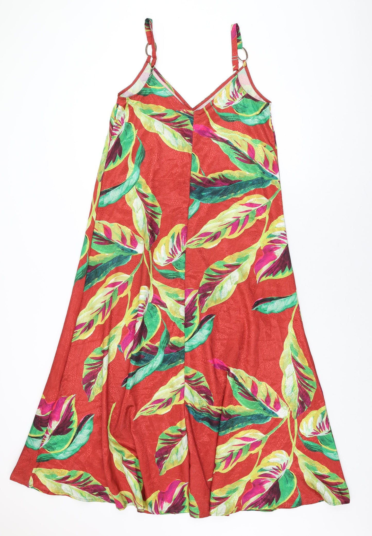 Et Vous Womens Red Geometric Polyester Maxi Size 8 V-Neck Pullover