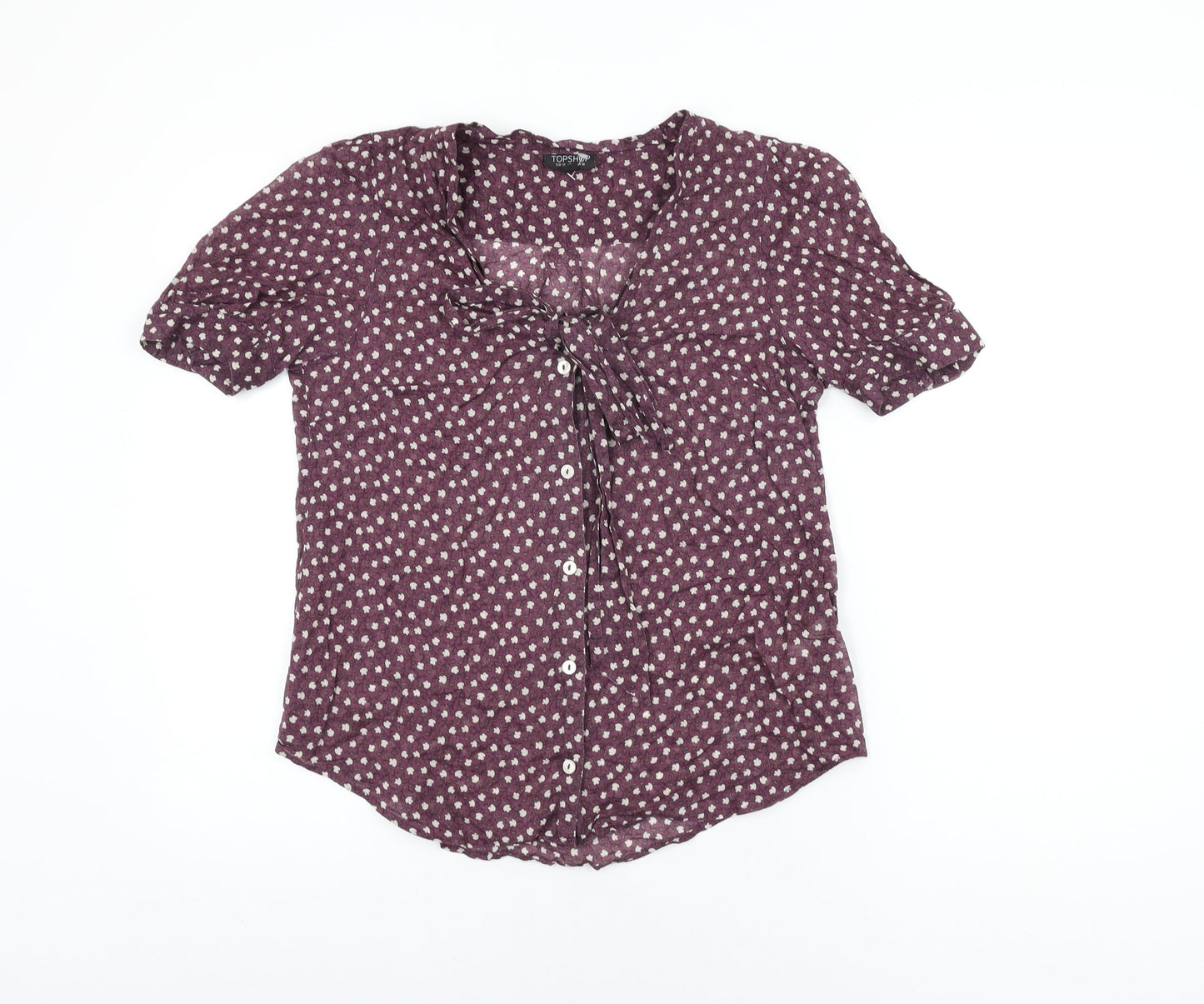 Womens UK Size 10 Topshop Purple Basic Button-Up