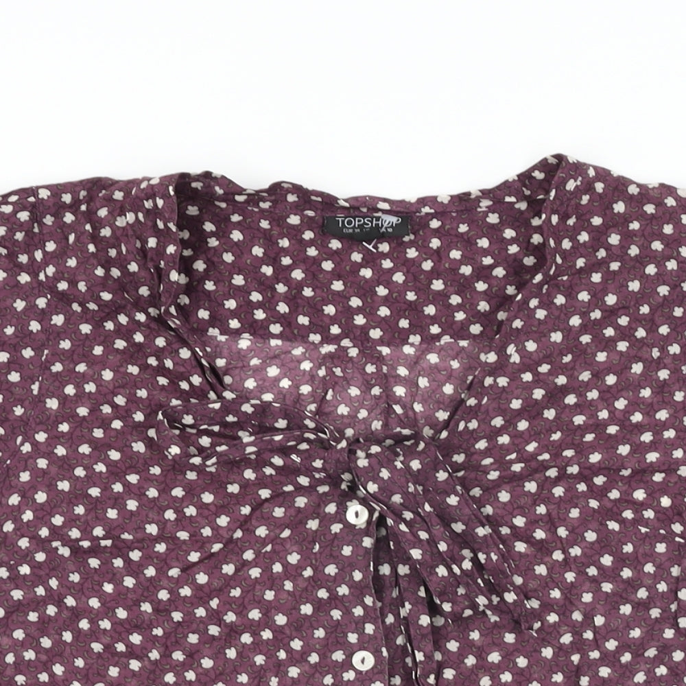 Womens UK Size 10 Topshop Purple Basic Button-Up