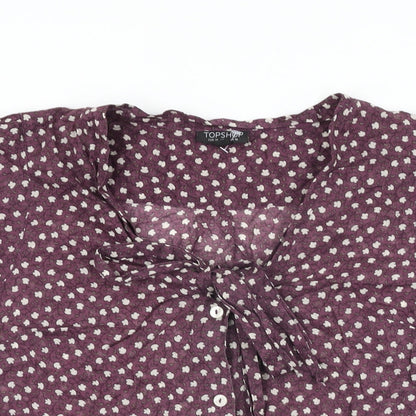 Womens UK Size 10 Topshop Purple Basic Button-Up