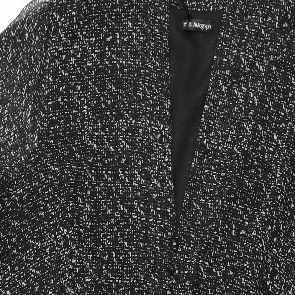 Autograph Womens Black Geometric Polyester A-Line Size 20 V-Neck Zip