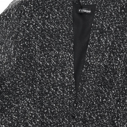 Autograph Womens Black Geometric Polyester A-Line Size 20 V-Neck Zip