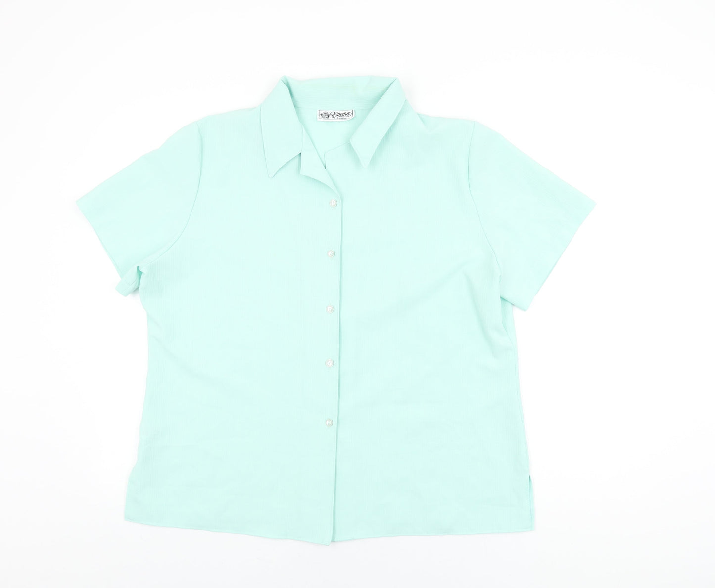 Emma Collection Womens Blue Polyester Basic Button-Up Size 20 Collared