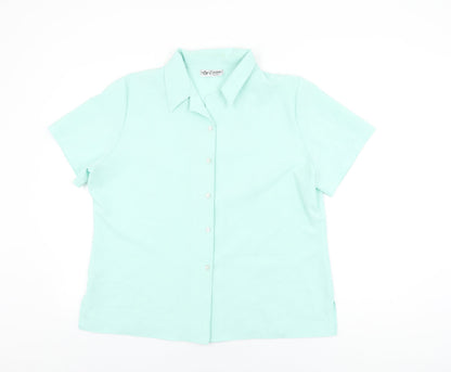 Emma Collection Womens Blue Polyester Basic Button-Up Size 20 Collared
