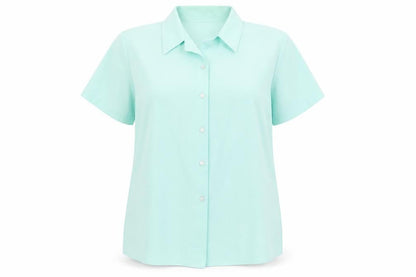 Emma Collection Womens Blue Polyester Basic Button-Up Size 20 Collared