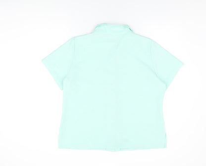 Emma Collection Womens Blue Polyester Basic Button-Up Size 20 Collared