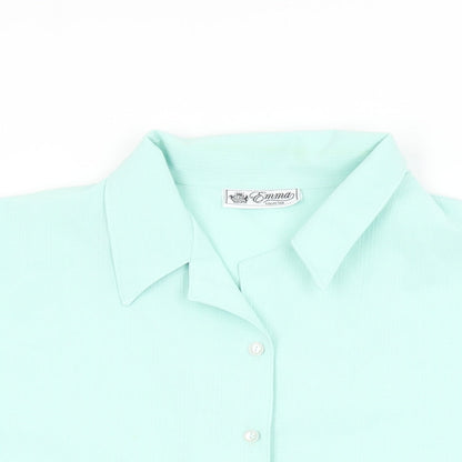 Emma Collection Womens Blue Polyester Basic Button-Up Size 20 Collared
