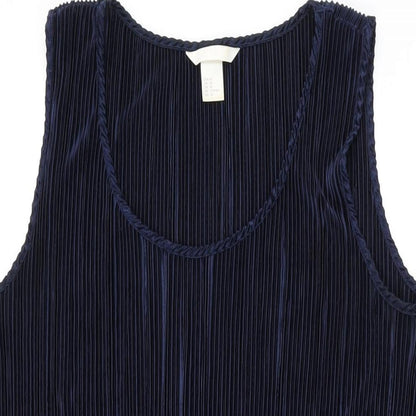 H&M Womens Blue Polyester Shift Size M Scoop Neck Pullover