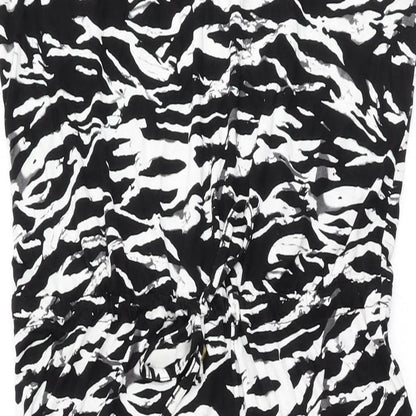 South Womens Black Animal Print Viscose Maxi Size 18 Round Neck Drawstring