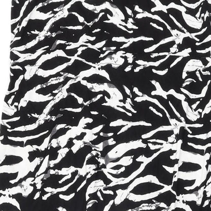 South Womens Black Animal Print Viscose Maxi Size 18 Round Neck Drawstring