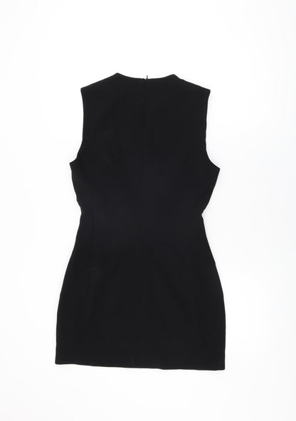Zara Womens Black Polyester Mini Size S Round Neck Zip