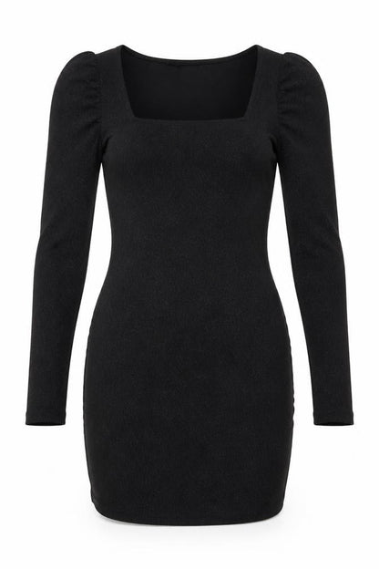 H&M Womens Black Polyester Bodycon Size S Square Neck Pullover