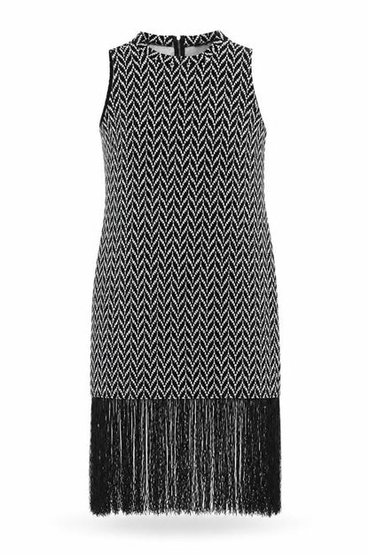 Simply Be Womens Black Geometric Viscose Shift Size 18 Round Neck Zip