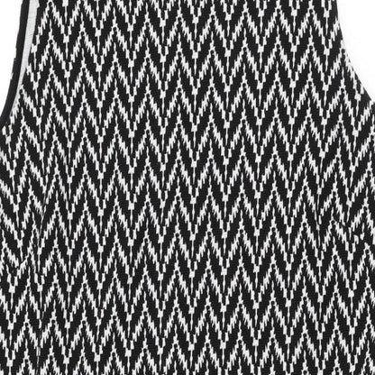 Simply Be Womens Black Geometric Viscose Shift Size 18 Round Neck Zip