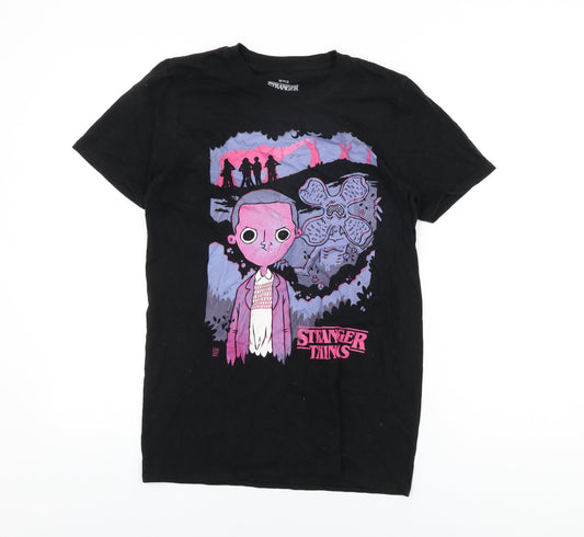 Womens UK Size S Stranger Things Black Basic T-Shirt