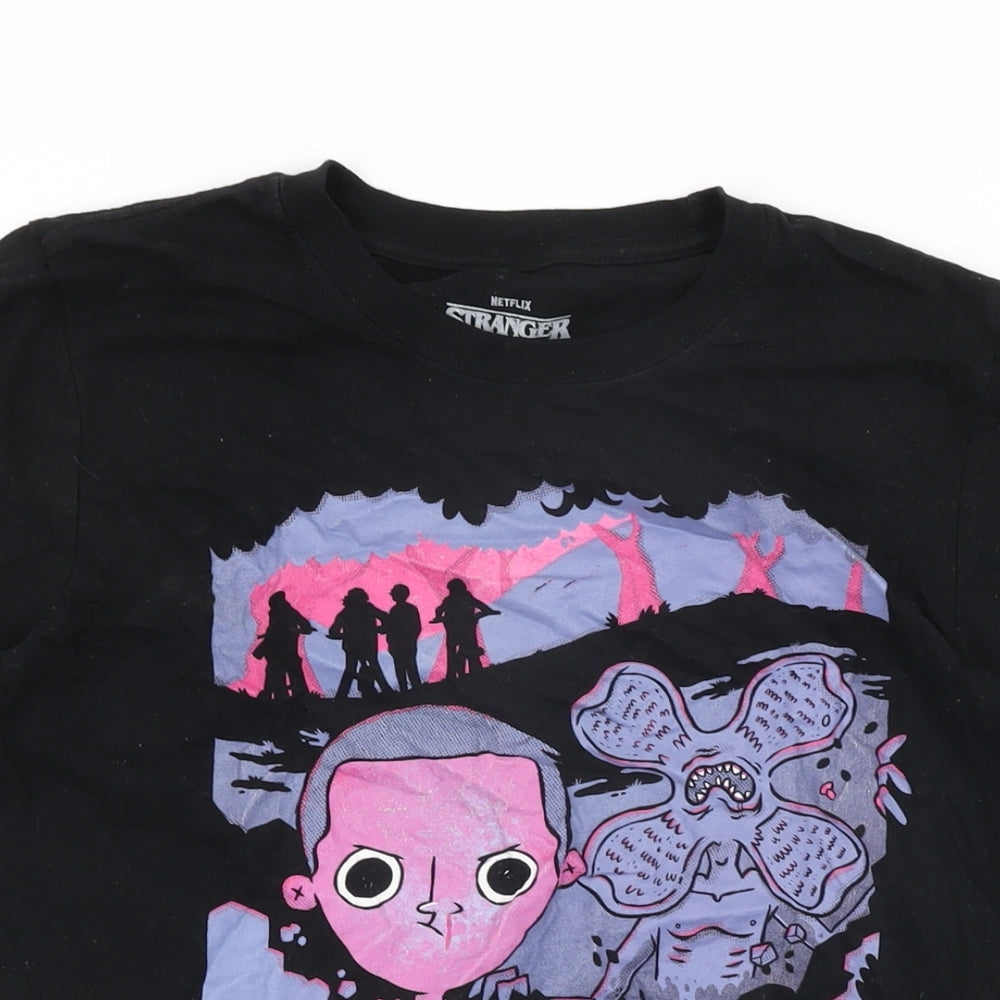 Womens UK Size S Stranger Things Black Basic T-Shirt