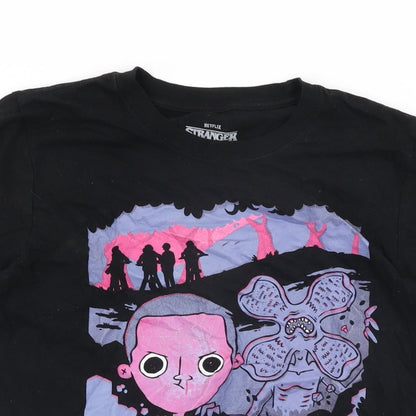 Womens UK Size S Stranger Things Black Basic T-Shirt