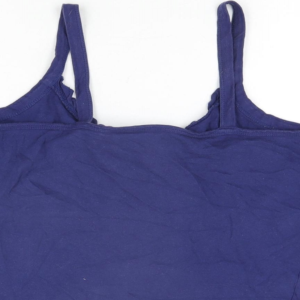 Avenue Womens Blue Cotton Basic T-Shirt Size 12 Scoop Neck