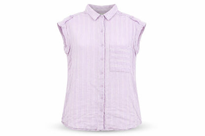 Next Womens Purple Striped Viscose Basic Button-Up Size 10 Collared